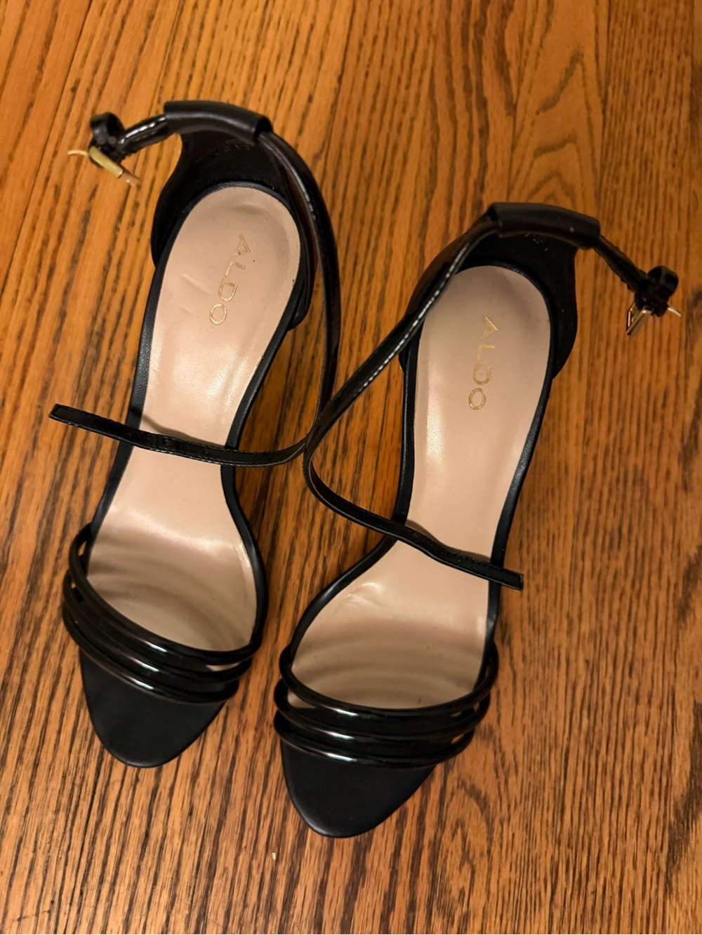 Aldo Black Patent Strappy Stiletto Heels - Picture 4 of 7